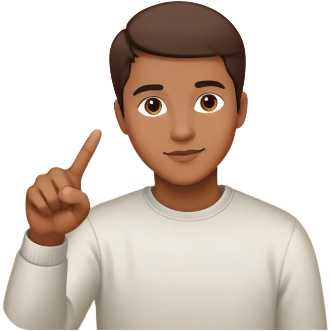 Person pointing at inspiring finished portrait rather than scattered paints emoji