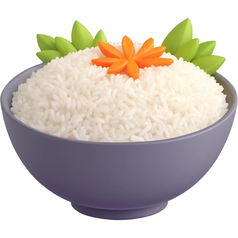 bowl of rice with garnish emoji