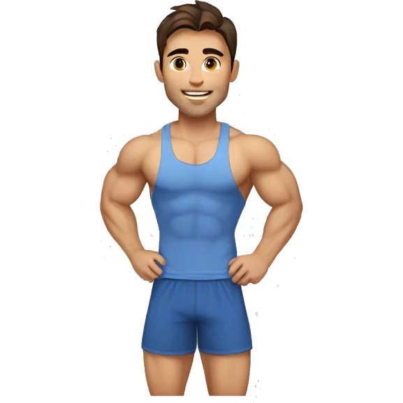 nutritionist, handsome and ripped primal looking central asian man with brown hair emoji