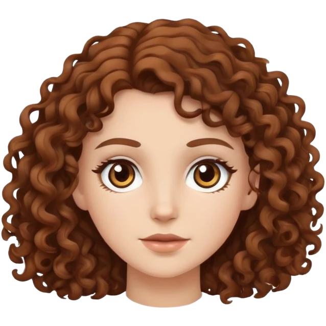 white girl with brown curly hair and brown eyes emoji