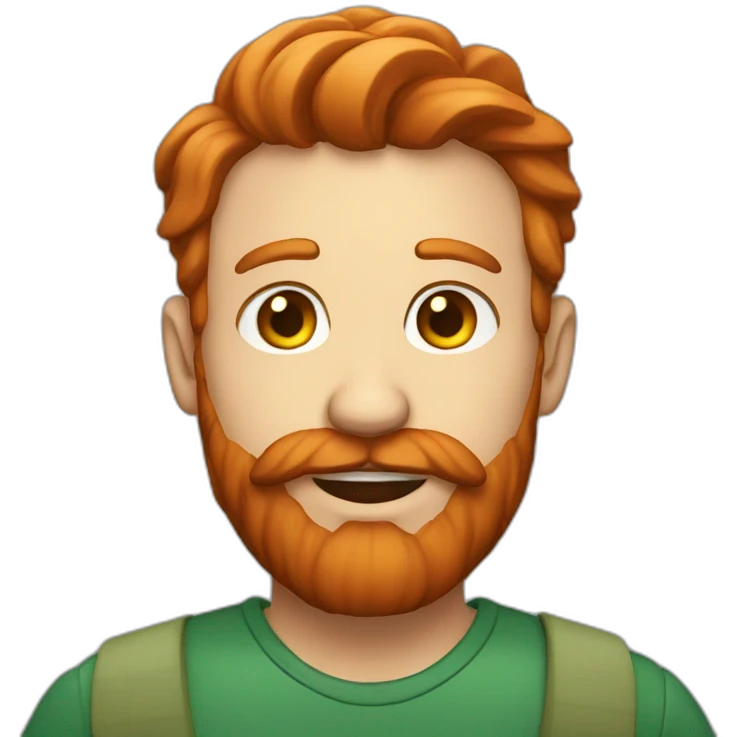 A redhead man with beard and big cheek emoji