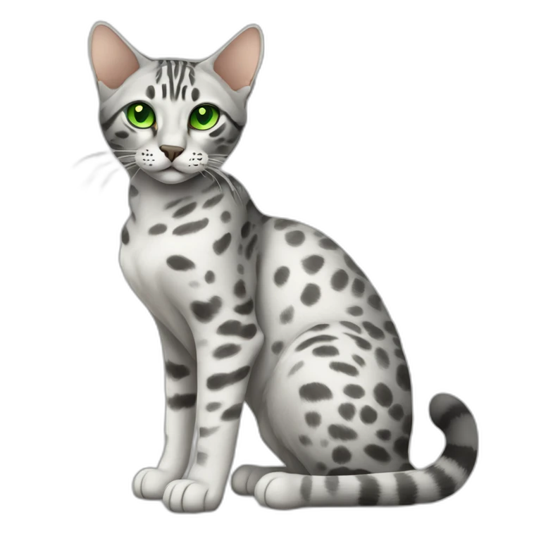 Egyptian Mau cat with green eyes, full-height emoji