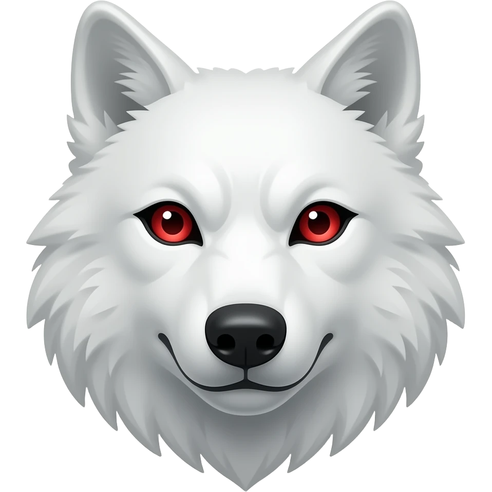 The face of White wolf with a red eyes of game of thrones imoji emoji