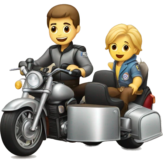 motorcycle with a sidecar and baby sitting in the sidecar emoji