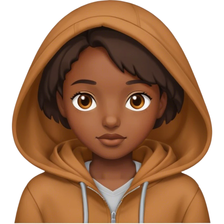 Black girl wearing brown hoodies  emoji