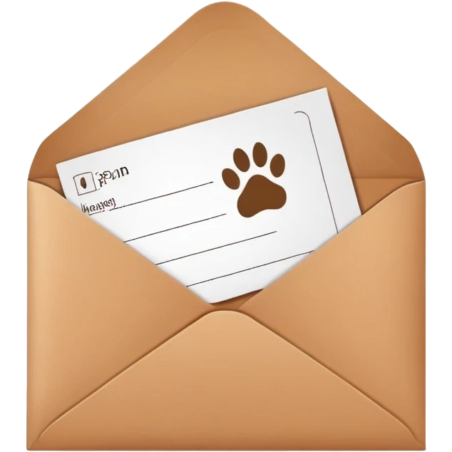 a mailed 9x6 brown envelope with a label on it...the label should be cute and has a paw print on it and text emoji
