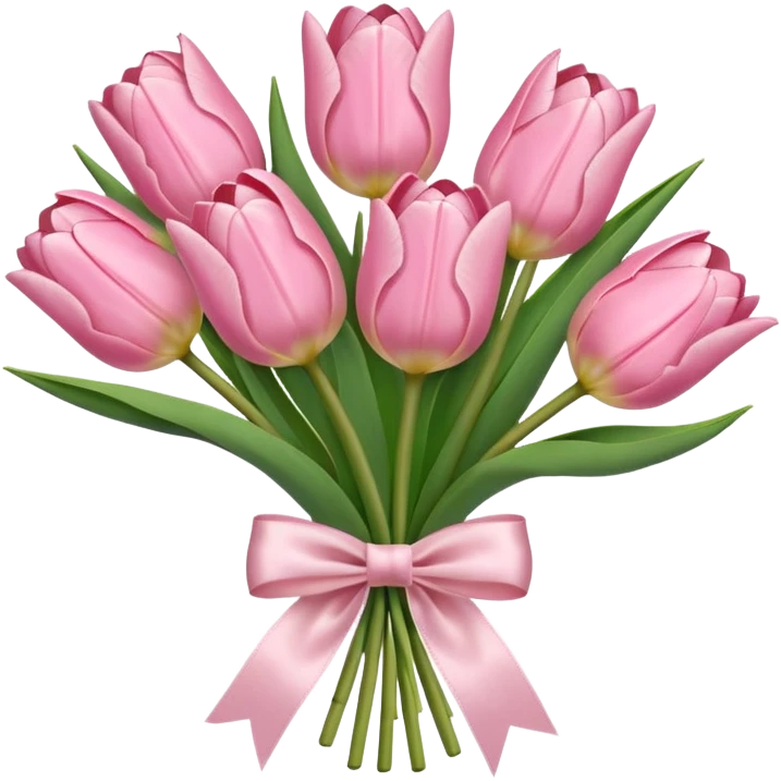 light pink tulip bouquet with light pink bow emoji