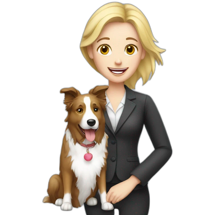 blond english teacher with border collie emoji