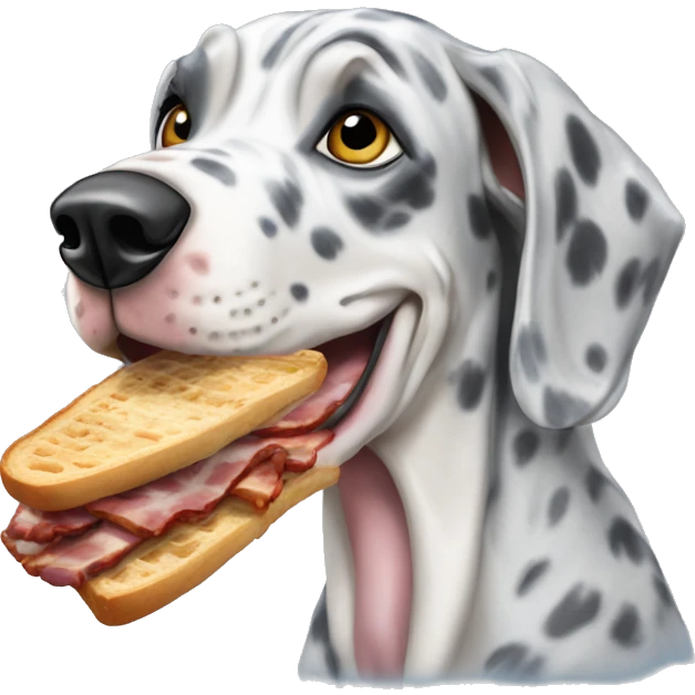 Blue Merle Great Dane eating bacon emoji