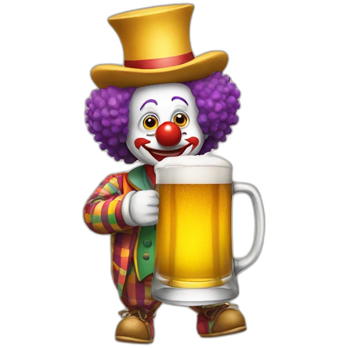 clown drinking beer emoji