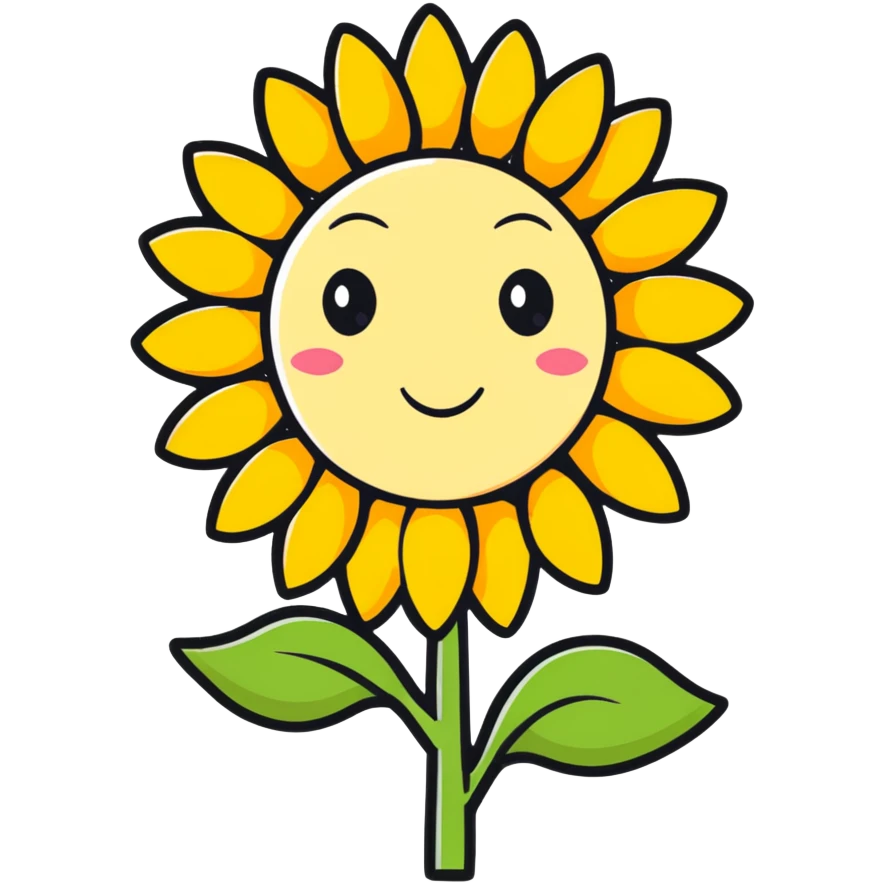 sunflower with a face emoji