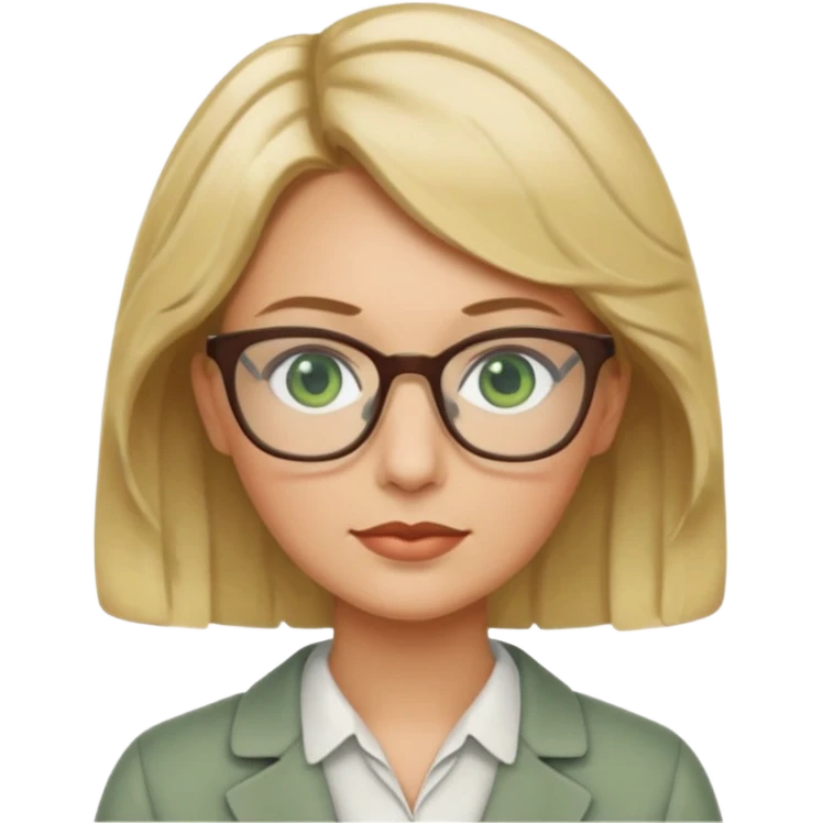 librarian teacher with short wavy blonde hair and green eyes emoji