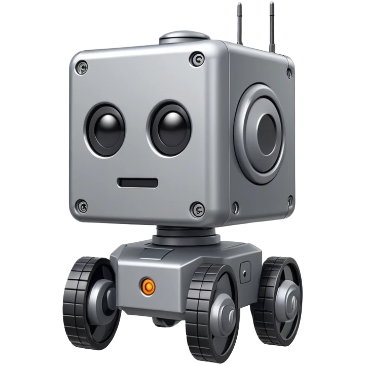Cube-shaped reconnaissance robot with a rotating sensor on top emoji