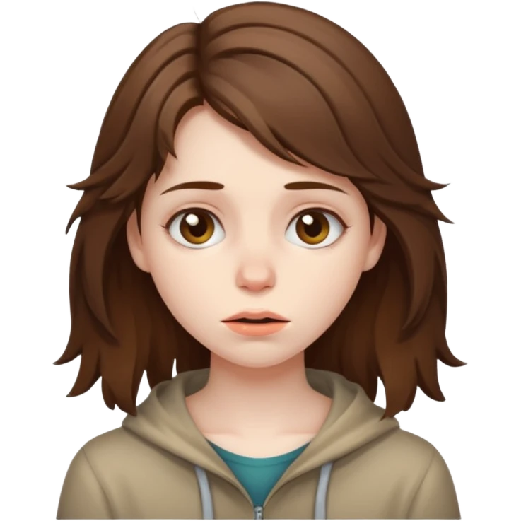 brown haired girl who smells bad emoji