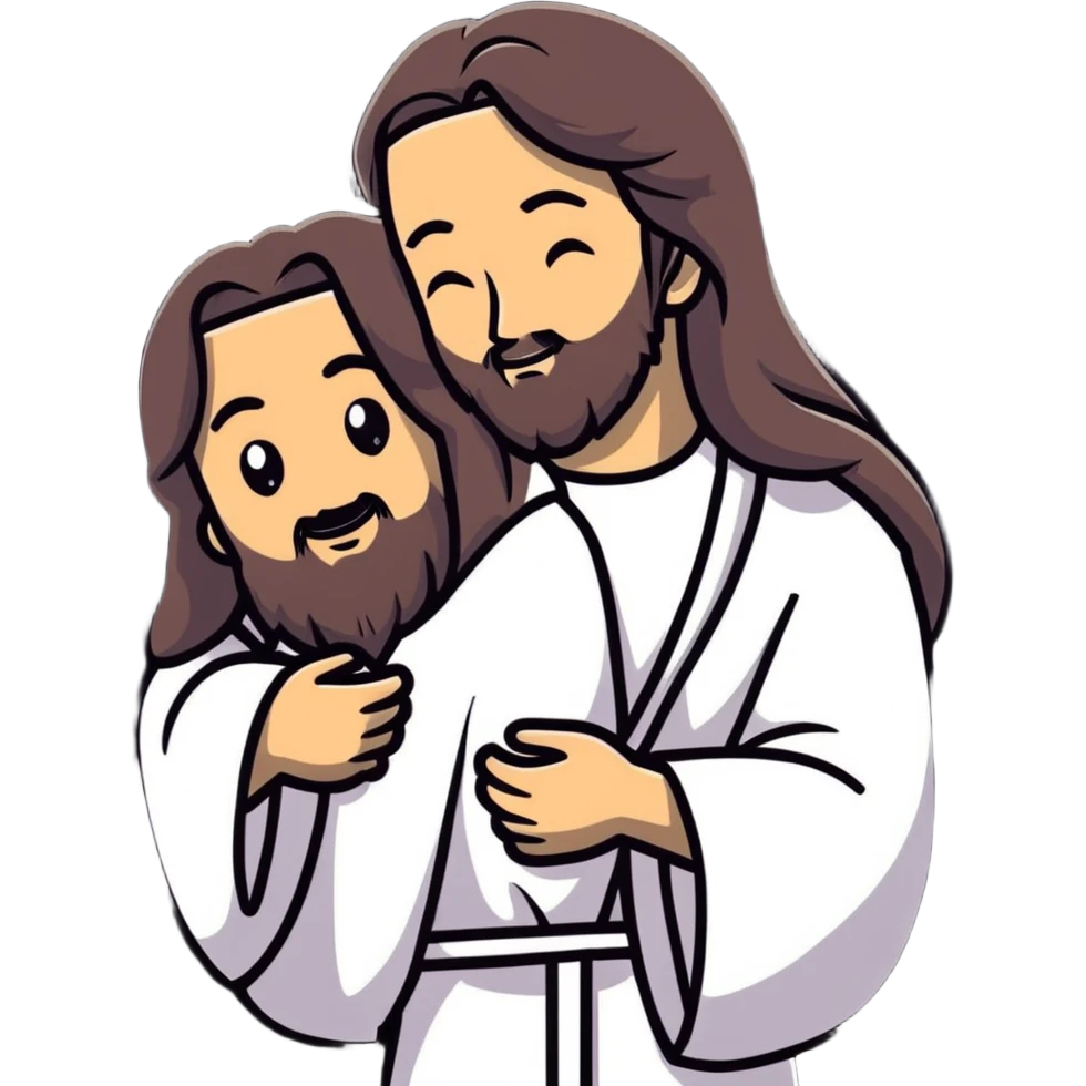 Jesus hugging person emoji