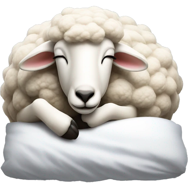 sleeping sheep in bed, hyper realistc emoji