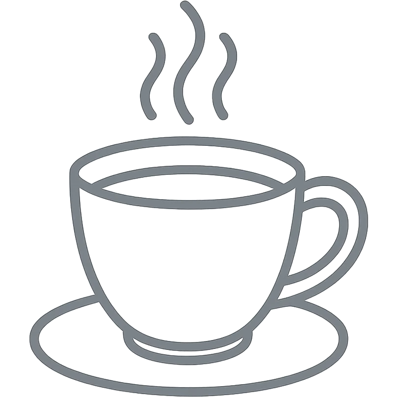 A hot coffee cup with steam rising, minimalist design with smooth lines and subtle details, coffee shop illustration emoji
