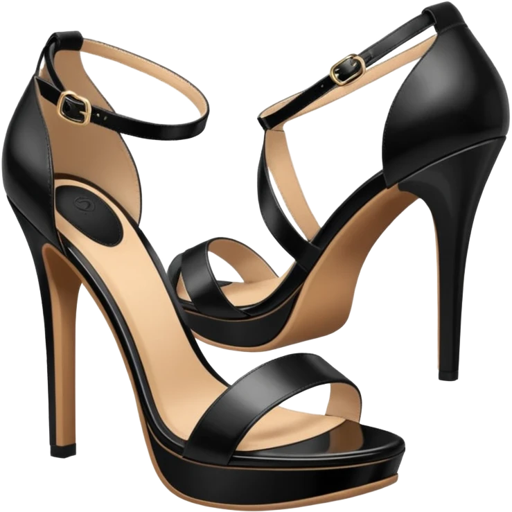 open toe black high heels sandals emoji