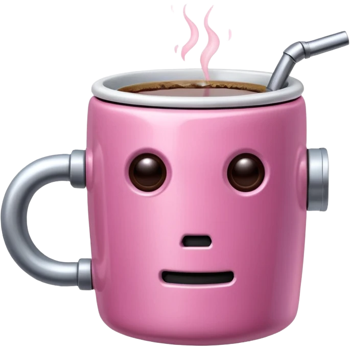 robot drink pink coffee emoji