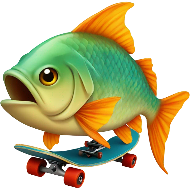 Fish on skateboard emoji