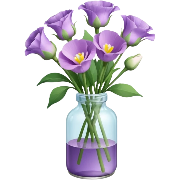bouquet of realistic eustoma 11 in a bottle emoji