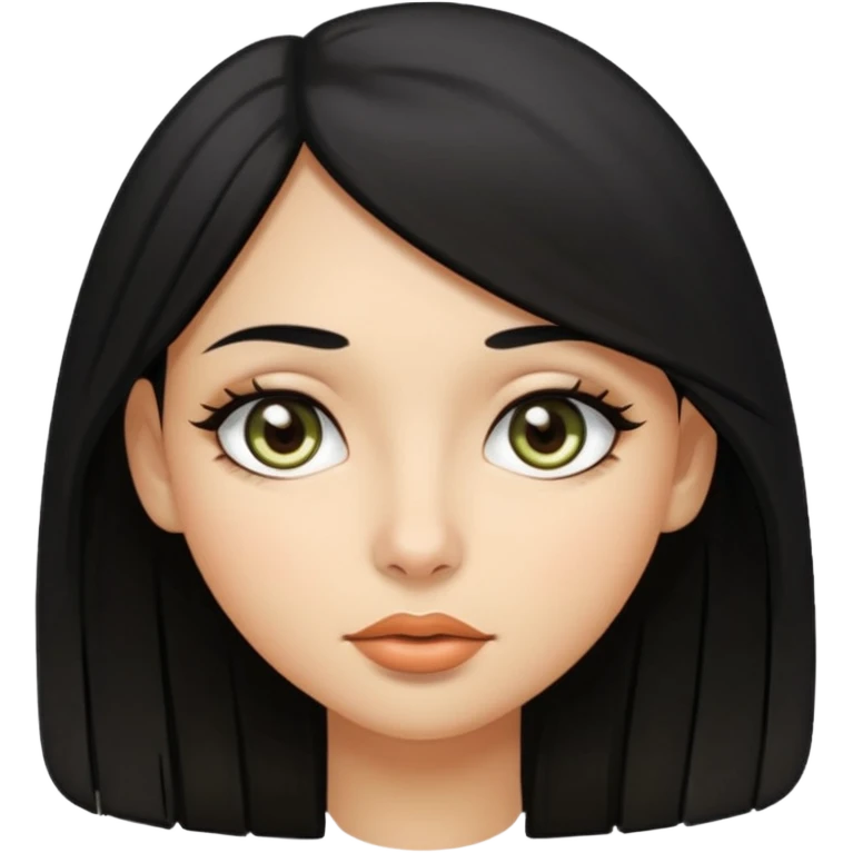 girl with medium long hair black hair black eyes almond olive skin stone small lips emoji