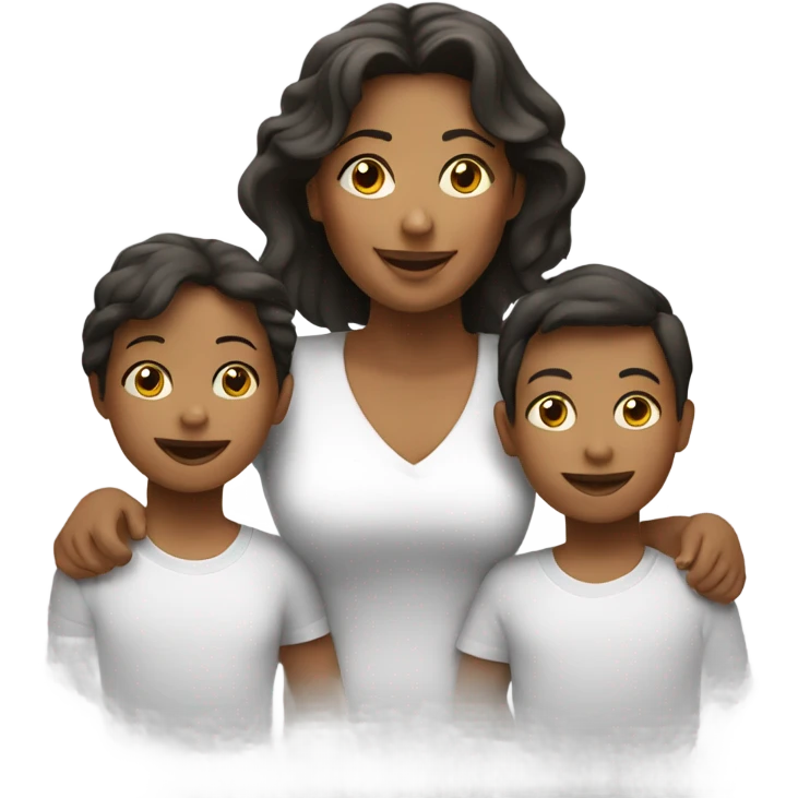 Mom with 2 kids hanging on  emoji