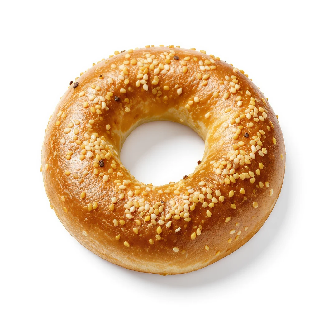 realistic simit, Turkish sesame bagel, isolated on white background emoji