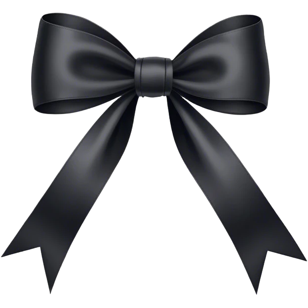 "A classic black satin bow with flowing ribbon tails, tied with precision, showcasing a perfect balance of luxury and sophistication."
 emoji