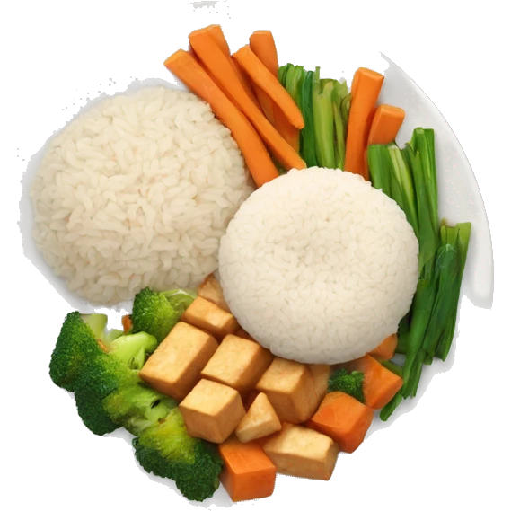 plate with tofu vegetables, rice  emoji