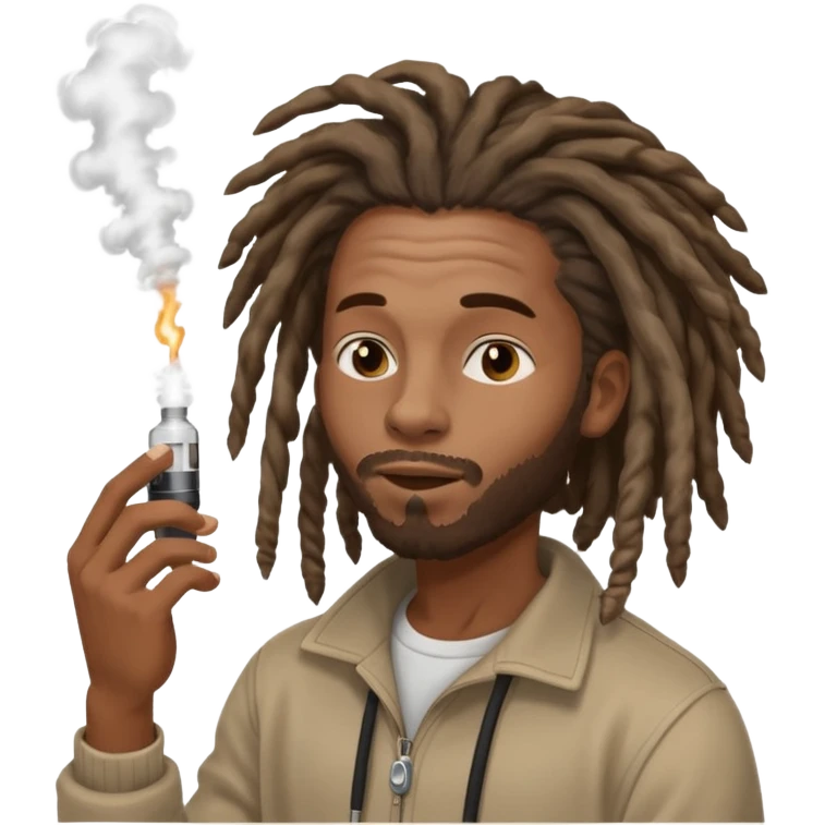 black guy with dreads hitting a vape emoji