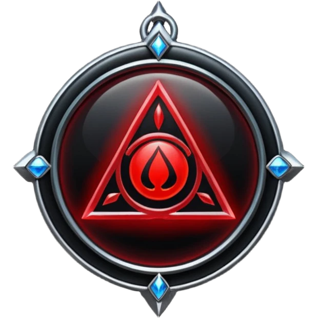 iOS sticker, dark fantasy amulet, black base, red symbol, minimal emoji