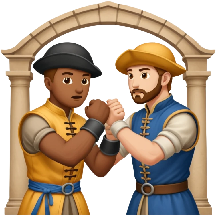 2 people fighting over achitecture style 16th century architects both men emoji