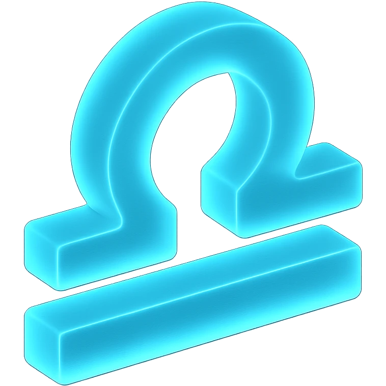 "A minimalistic glowing zodiac symbol ♎, centered on a dark cosmic background, symbol color #00d9ff, clean design, modern and luminous" emoji