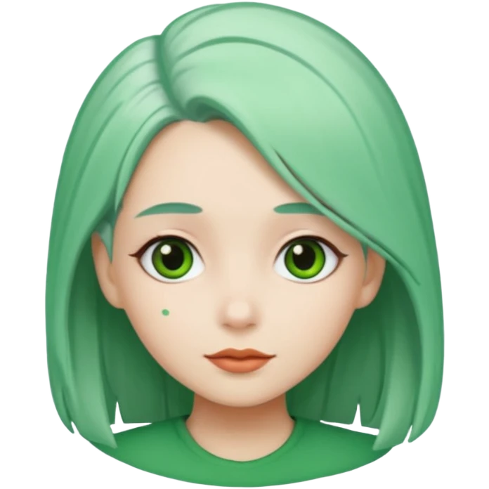 girl with green hair clip, white hair. emoji
