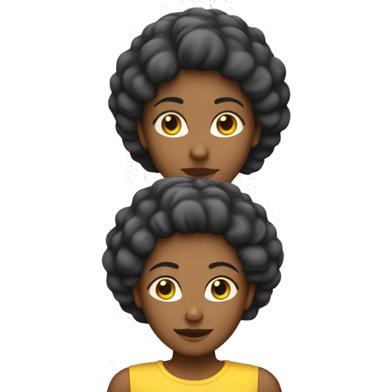 Woman of skin colour D99B61 with back hair and a few hair yellow. Her hair has to be long as well.  emoji