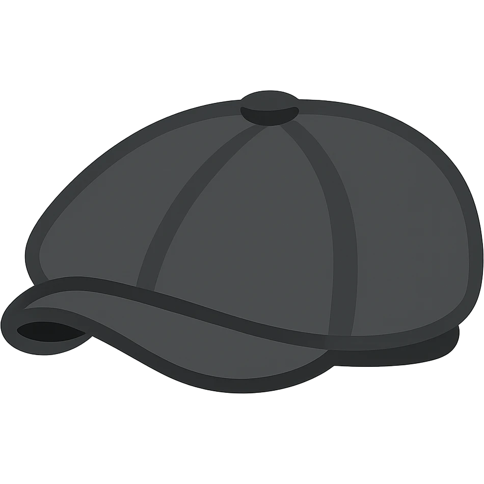Create a simple and clear emoji of a newsboy cap with a transparent background. The style should be clean and easily recognizable as an emoji. emoji