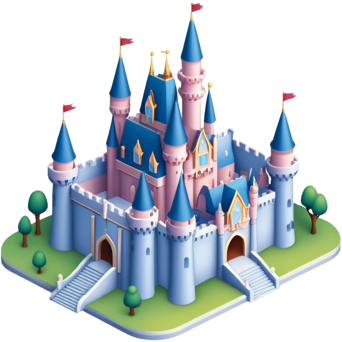 Isometric 3D Disney castle emoji