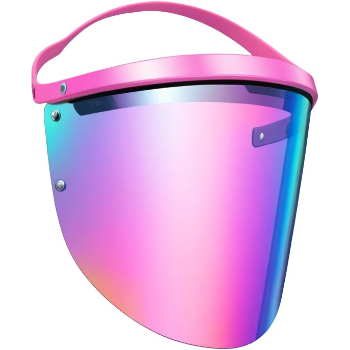 iridescent pink frameless shield visor, Y2K raver style, reflective one-piece lens emoji