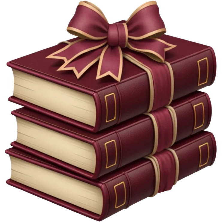 burgundy books stacked up and tied together by a burgundy bow emoji