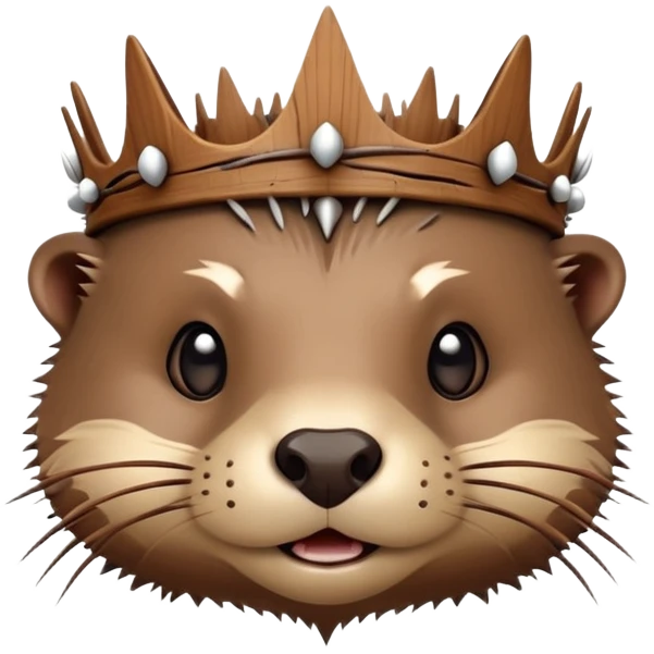 really cute confused otter face with wood christian spiky asymmetric Crown of thorns emoji