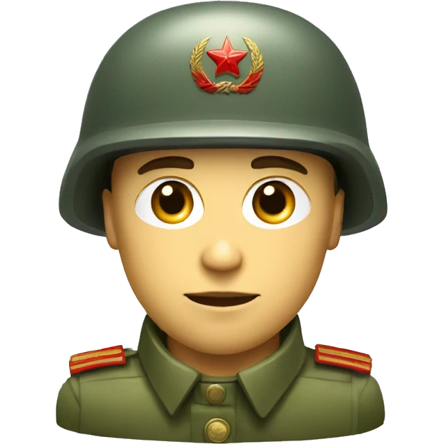 ussr soldier serious with military helmet emoji