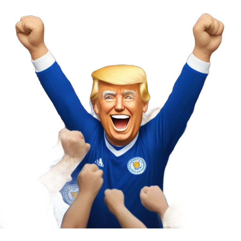 Donald trump cheering Leicester football club win against spurs emoji