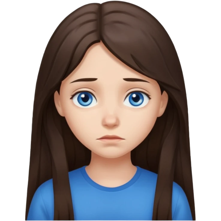 sad brunette long hair blue eyed girl  emoji