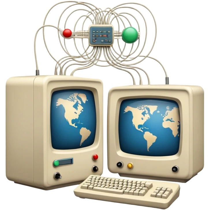 ARPANET 1969 first computer network connection with two connected computers emoji