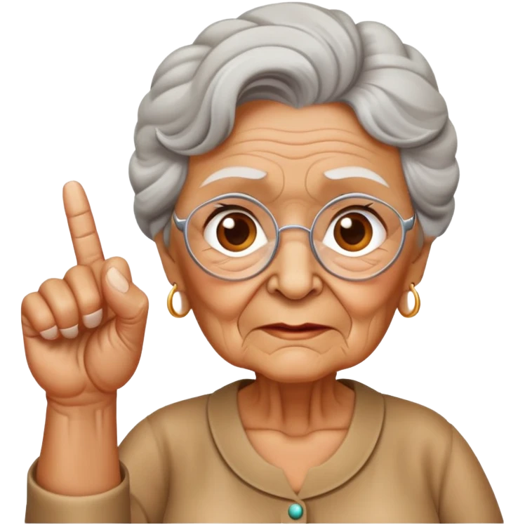 Granny sticking middle finger emoji
