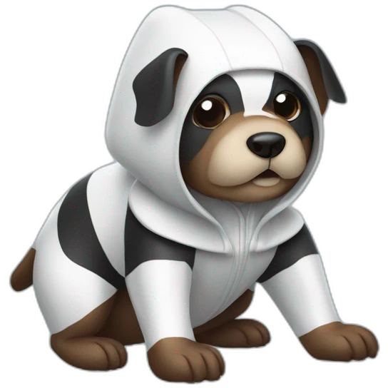 black and white beaver york dog in a spider costume  emoji
