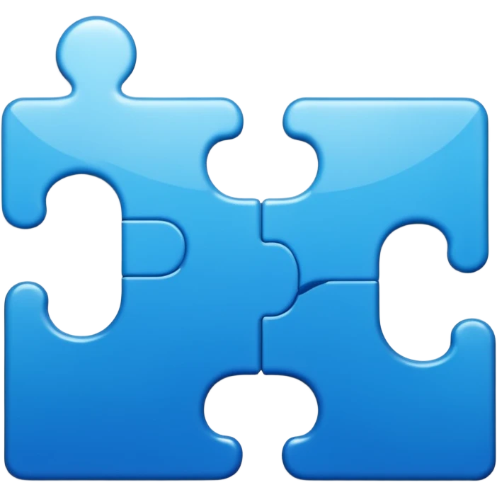 puzzle piece emoji in blue professional design for business presentation, clean edges, modern corporate aesthetic emoji