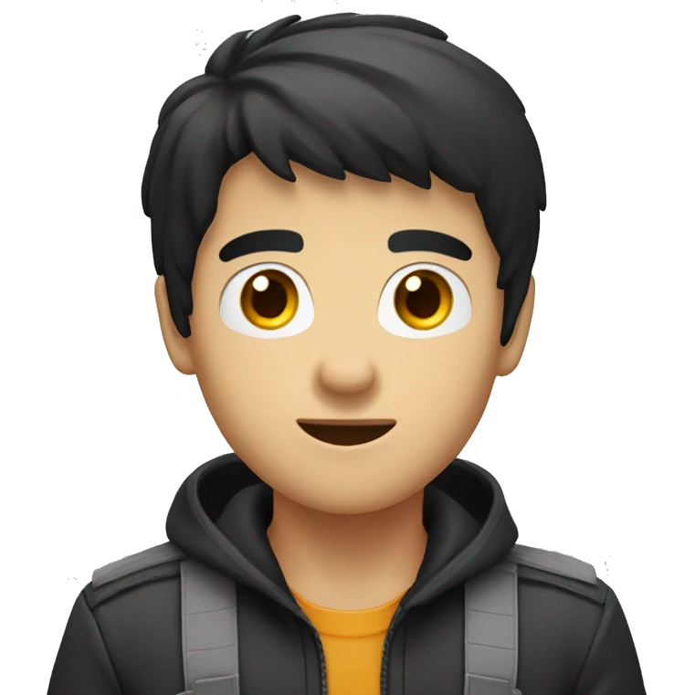 Boy black hair medium rounded glass playing video game  emoji