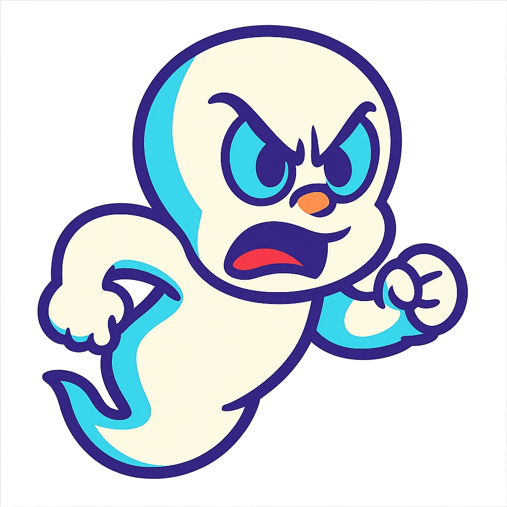 angry Casper ghost in vibrant toon style emoji